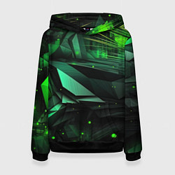 Толстовка-худи женская Мир абстрактной зелени, цвет: 3D-черный