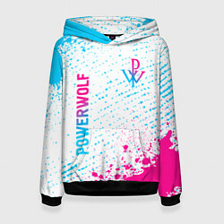 Толстовка-худи женская Powerwolf neon gradient style вертикально, цвет: 3D-черный