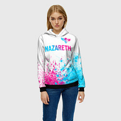 Толстовка-худи женская Nazareth neon gradient style посередине, цвет: 3D-черный — фото 2