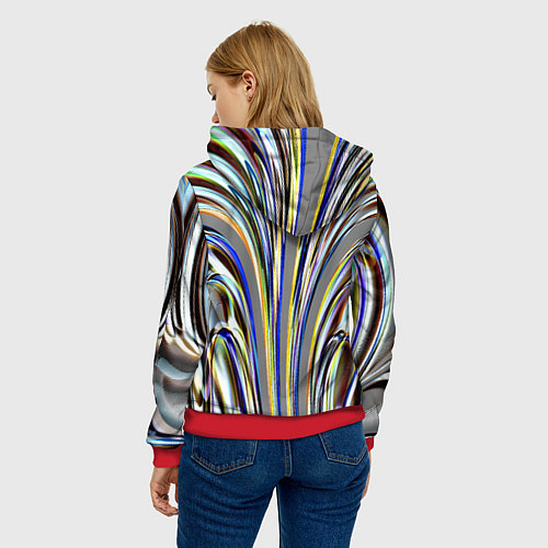 Женская толстовка Струйчатый перламутровый узор / 3D-Красный – фото 4