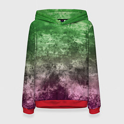 Толстовка-худи женская Абстракция - Фиолетово-зеленый бардак, цвет: 3D-красный