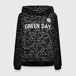 Толстовка-худи женская Green Day glitch на темном фоне посередине, цвет: 3D-черный