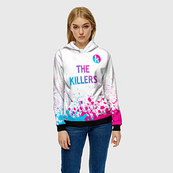 Толстовка-худи женская The Killers neon gradient style посередине, цвет: 3D-черный — фото 2