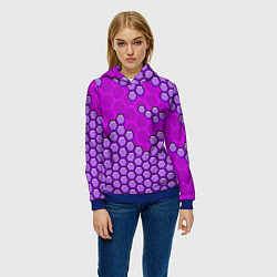 Толстовка-худи женская Фиолетовая энерго-броня из шестиугольников, цвет: 3D-синий — фото 2