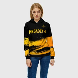 Толстовка-худи женская Megadeth - gold gradient посередине, цвет: 3D-черный — фото 2