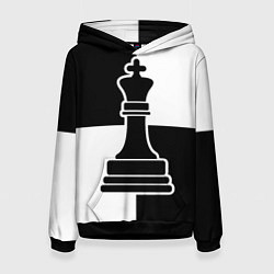 Толстовка-худи женская Шахматы - ферзь, цвет: 3D-черный