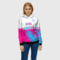 Толстовка-худи женская Avril Lavigne neon gradient style посередине, цвет: 3D-черный — фото 2