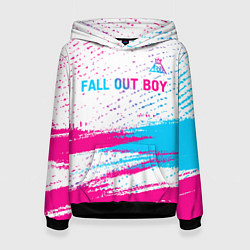 Толстовка-худи женская Fall Out Boy neon gradient style посередине, цвет: 3D-черный