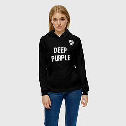Толстовка-худи женская Deep Purple glitch на темном фоне посередине, цвет: 3D-черный — фото 2