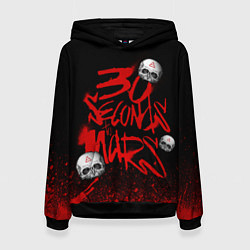 Толстовка-худи женская Thirty seconds to mars skulls, цвет: 3D-черный