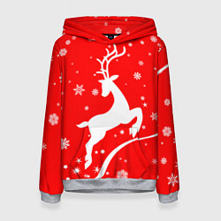 Толстовка-худи женская Christmas deer, цвет: 3D-меланж