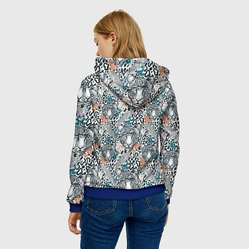 Женская толстовка Дикий тропический ягуар / 3D-Синий – фото 4