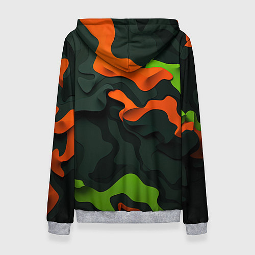 Женская толстовка Зеленые и оранжевые кляксы / 3D-Меланж – фото 2