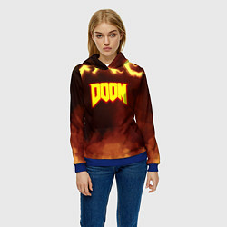 Толстовка-худи женская Doom storm огненное лого, цвет: 3D-синий — фото 2