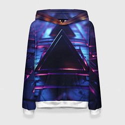 Толстовка-худи женская Неоновый абстрактный треугольник, цвет: 3D-белый