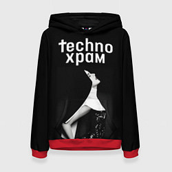 Толстовка-худи женская Techno храм вожделение, цвет: 3D-красный