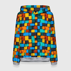 Толстовка-худи женская Абстракция стикеры, цвет: 3D-меланж
