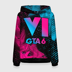 Толстовка-худи женская GTA 6 - neon gradient, цвет: 3D-черный