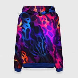 Толстовка-худи женская Камуфляж из ярких красок, цвет: 3D-синий
