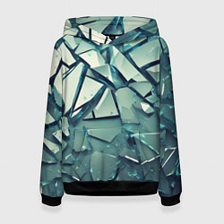 Толстовка-худи женская Битое стекло текстура, цвет: 3D-черный