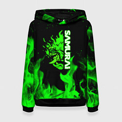 Толстовка-худи женская Samurai green fire toxic, цвет: 3D-черный