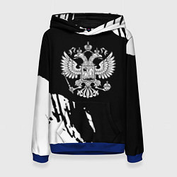 Толстовка-худи женская Герб великой страны Россия краски, цвет: 3D-синий