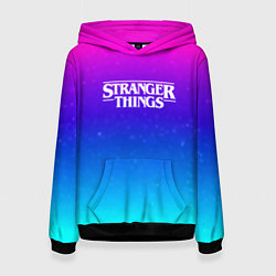 Толстовка-худи женская Stranger Things gradient colors, цвет: 3D-черный