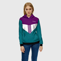 Толстовка-худи женская FIRM темная сирень и бирюза, цвет: 3D-черный — фото 2