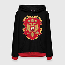 Толстовка-худи женская Российская империя символика герб щит, цвет: 3D-красный