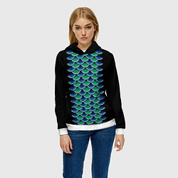 Толстовка-худи женская Чешуя морского чудовища, цвет: 3D-белый — фото 2