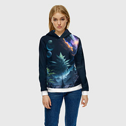 Толстовка-худи женская Вид на землю с другой планеты, цвет: 3D-белый — фото 2