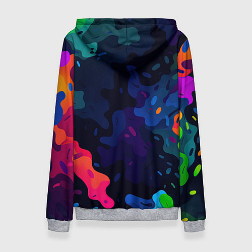 Женская толстовка Яркие кислотная разноцветные пятна в виде камуфляж / 3D-Меланж – фото 2