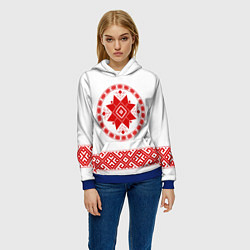 Толстовка-худи женская Вышиванка с обережной символикой, цвет: 3D-синий — фото 2