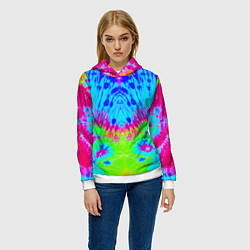 Толстовка-худи женская Tie-Dye abstraction, цвет: 3D-белый — фото 2