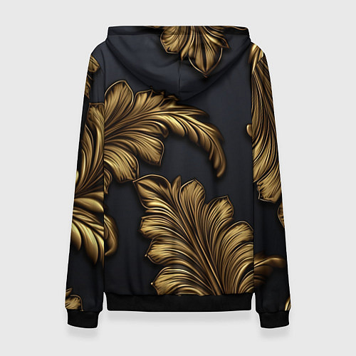 Женская толстовка Золотые узоры в виде листьев / 3D-Черный – фото 2