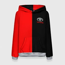 Толстовка-худи женская Toyota car красно чёрный, цвет: 3D-меланж