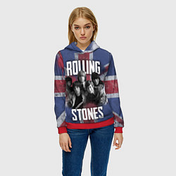 Толстовка-худи женская Rolling Stones - Great britain, цвет: 3D-красный — фото 2
