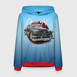 Толстовка-худи женская Американский классический автомобиль Chevrolet Bel, цвет: 3D-красный