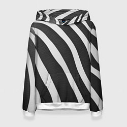 Толстовка-худи женская Зебровые линии, цвет: 3D-белый