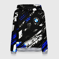 Толстовка-худи женская BMW stripes color auto sport, цвет: 3D-меланж