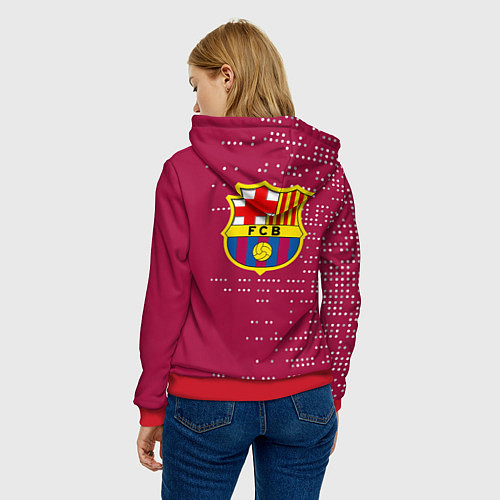 Женская толстовка Футбольный клуб Барселона - бордовый / 3D-Красный – фото 4