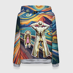 Толстовка-худи женская Пародия Эдвард Мунк картина Крик эксгибиционизм, цвет: 3D-меланж