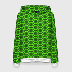 Толстовка-худи женская Энергетический щит - зеленый, цвет: 3D-белый
