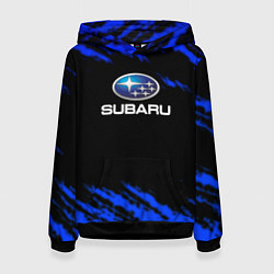 Толстовка-худи женская Subaru текстура авто, цвет: 3D-черный