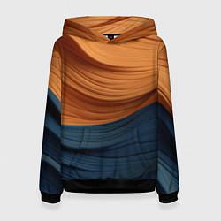 Толстовка-худи женская Оранжевая и синяя абстракция, цвет: 3D-черный