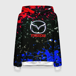 Толстовка-худи женская Mazda краски абстракция спорт, цвет: 3D-белый