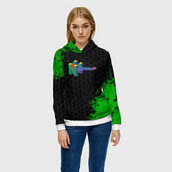 Толстовка-худи женская Nintendo 64 броня, цвет: 3D-белый — фото 2