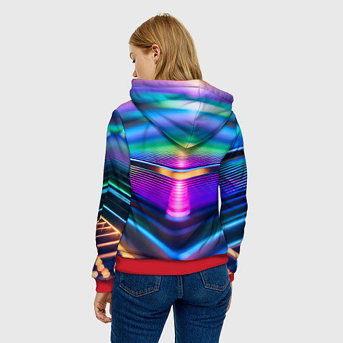 Женская толстовка Неоновые линии платформы / 3D-Красный – фото 4