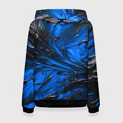 Толстовка-худи женская Чёрная и синяя субстанция, цвет: 3D-черный