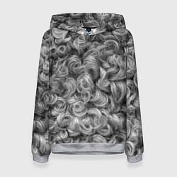 Толстовка-худи женская Кудрявая шерсть баранов, цвет: 3D-меланж